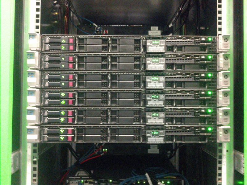 Flareon is the second server from the top. Note that left metal extrusion with the Intel logo is misaligned with the rest of the servers. After reading the rest you'll know why.